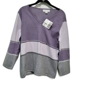 NEW Plum and Grey V Neck Top - Size XL